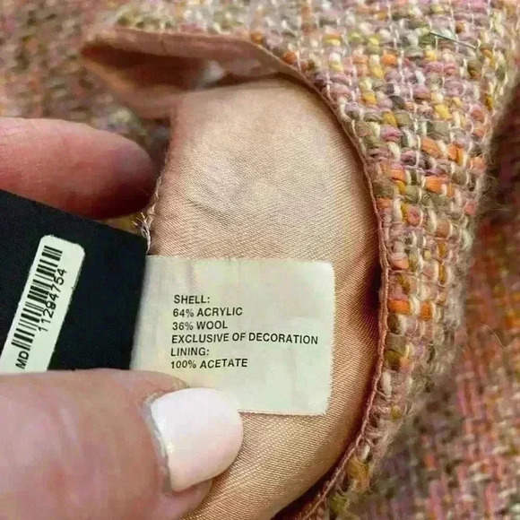 Women’s Sleeveless Winter Tailored‎ Tweed Midi Peach Pastel Classic Dress size4 - Picture 5 of 16